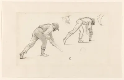 Studies van een bukkende man