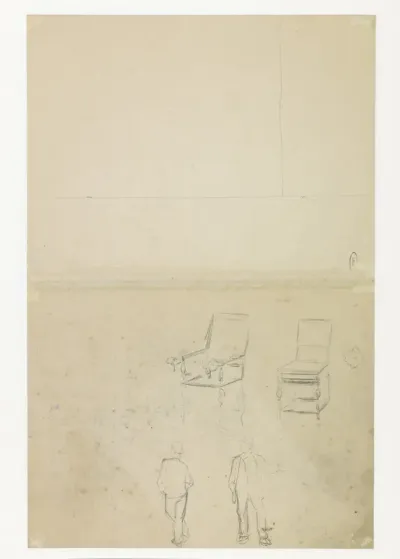 Studies van figuren en stoelen