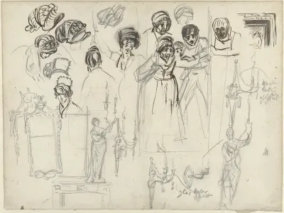 Studies van figuren, lampen en spiegels