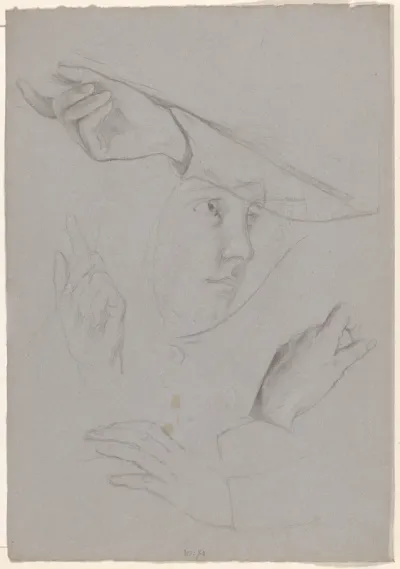 Studies van handen en een vrouwenkop