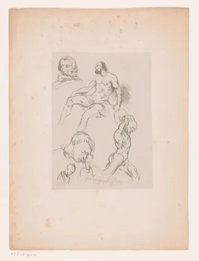 Studies van mannenfiguren en hoofden