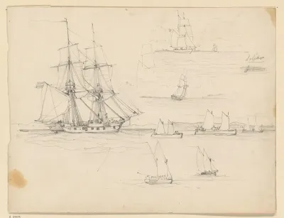 Studies van schepen, waaronder de Dolphijn