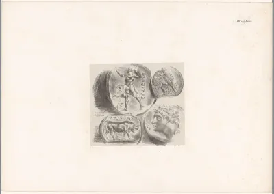 Studies van vier antieke medailles
