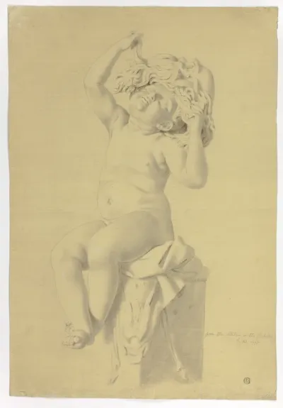 Study after Antique Statue of Seated Putto Holding Mask of Silenus