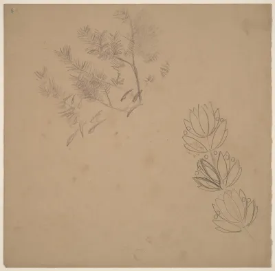 Study for a Border Design with a Sketch of a Tree