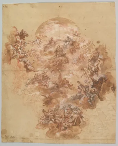 Study for a Ceiling Decoration: Coronation of the Virgin (recto); Female Head (verso)