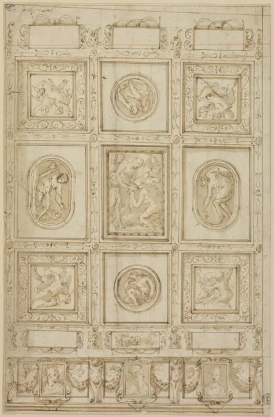 Study for a Ceiling Decoration, with Rebecca and Eliezer at the Well (recto); Study for a Ceiling Decoration (verso)