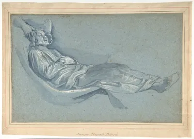 Study for a Male Figure Lowered into a Grave (recto); Kneeling Female Figure in Profile to Left (verso)