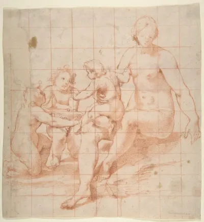 Study for a Virgin and Child with Two Angels (recto); Two Studies of Hands (verso)