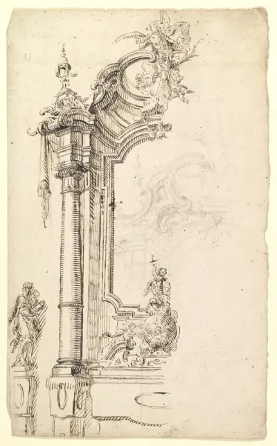 Study for an Altar with a Figure on a Raised Socle at Left; verso: Study for an Altar with a Figure of an Angel or Saint