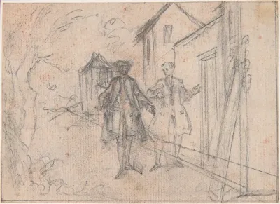 Study for "Friendly Going to Meet Hob," etched vignette in "Songs in the Opera of Flora"