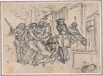 Study for "Hob's Petition to Sir Thomas to Keep Him out of the Well," etched vignette in "Songs in the Opera of Flora"