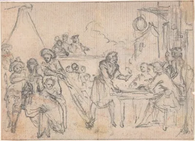 Study for "Hob Selling Beer at the Wake," etched vignette in "Songs in the Opera of Flora"
