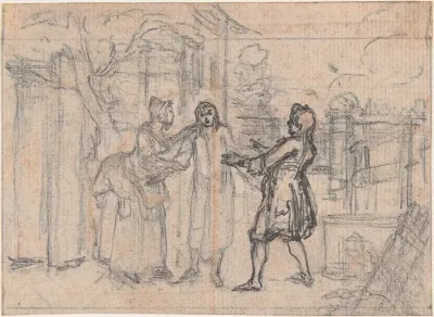 Study for "Hob Taken Out of Ye Well," etched vignette in "Songs in the Opera of Flora"