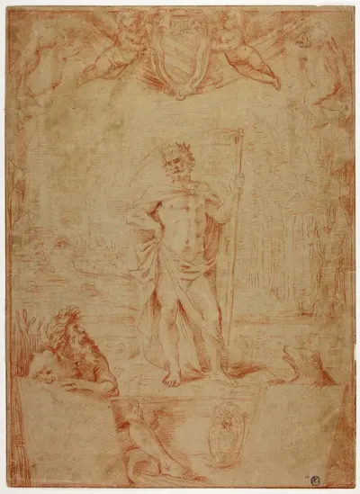 Study for Saturn Presiding over the City of Bologna, with the Arms of Cardinal Giulio Sacchetti