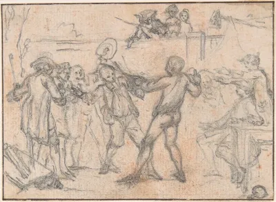 Study for "The Combate," etched vignette in "Songs in the Opera of Flora"