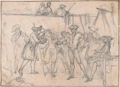 Study for "The Conquest, or Hob's Triumph," etched vignette in "Songs in the Opera of Flora"