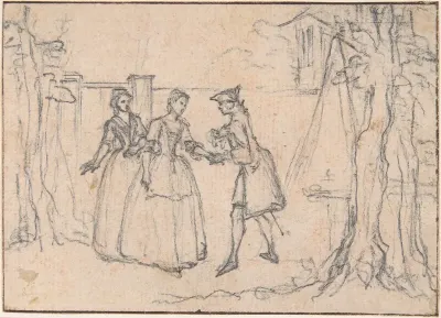 Study for "The Faithful Lovers, a Duette," etched vignette in "Songs in the Opera of Flora"