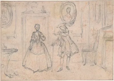 Study for "The Guardian's Maxim," etched vignette in "Songs in the Opera of Flora"