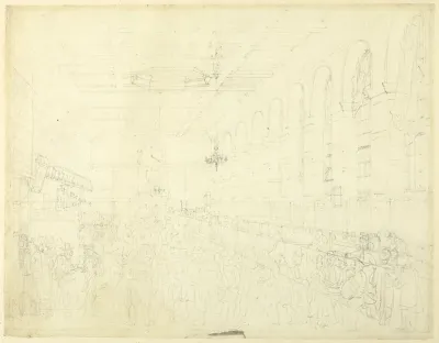 Study for The Long Room, Custom House, from Microcosm of London