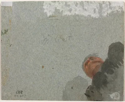 Study of a Head seen from Below (verso)
