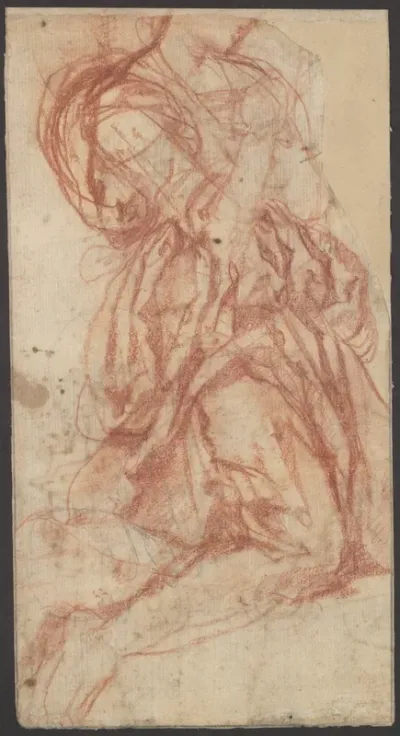 Study of a Kneeling Figure (recto); Design for a Festival Chariot (verso)