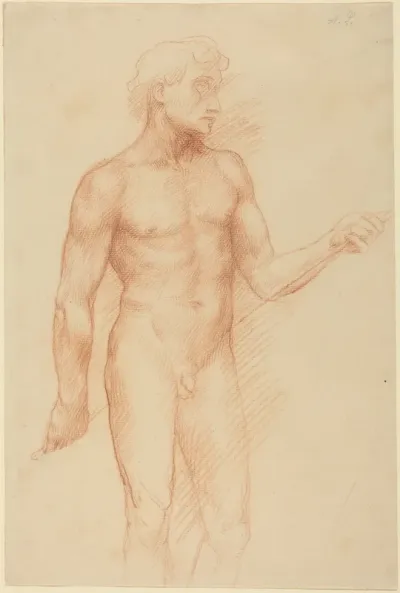 Study of a Man's Figure, Holding Rod behind Back