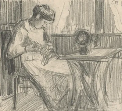 Study of a Seated Woman at a Sowing Machine