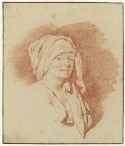 Study of a Woman, Bust Length, Wearing a Headdress, Facing Right
