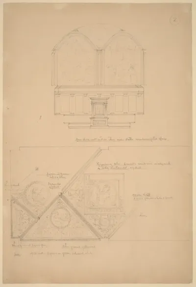 Study of an Altarpiece and Ceiling Panels