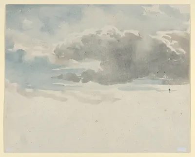 Study of clouds (recto). Study of an elder bush by a fence (verso)