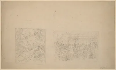 Study of Moses Striking the Rock and a Procession [verso]