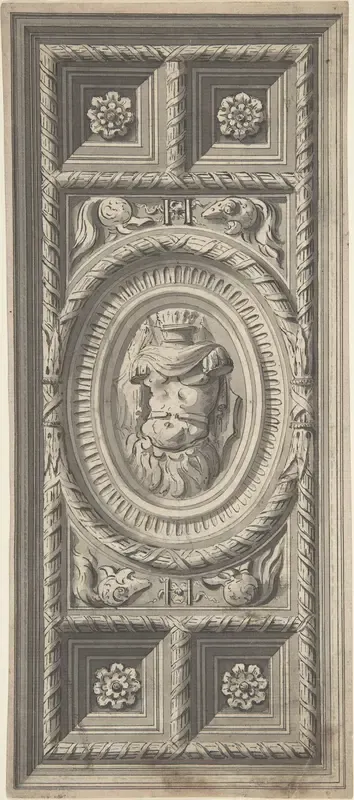 Study of the Henri II Staircase Ceiling at the Louvre Palace