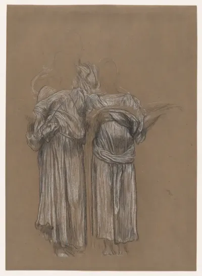 Study of three standing draped female figures, for "Music"