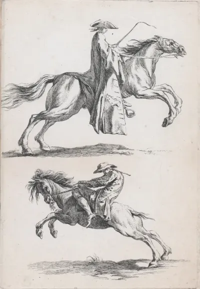 Study of Young Horsemen, pl. XV from "Recueil de caricatures"
