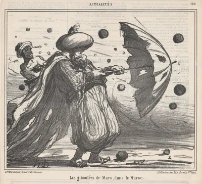 Sudden showers in March, in Morocco, from "News of the Day"