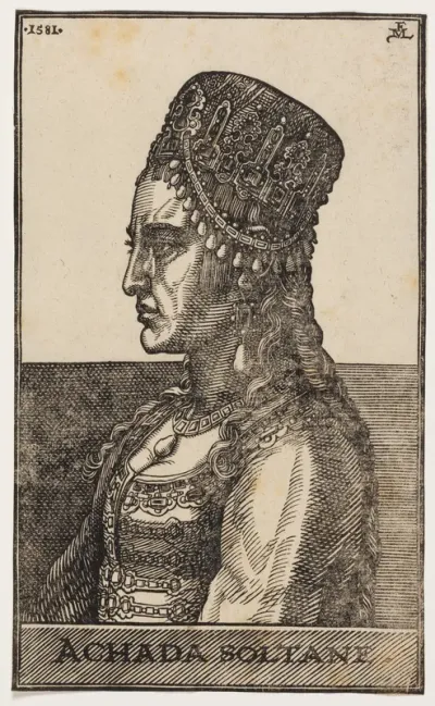 Sultanindeportræt, profil mod v.: ACHADA SOLTANE