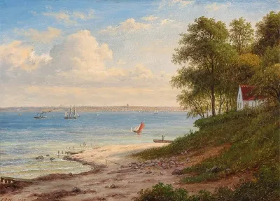 Summer day at Hellebæk at the coast of Øresund