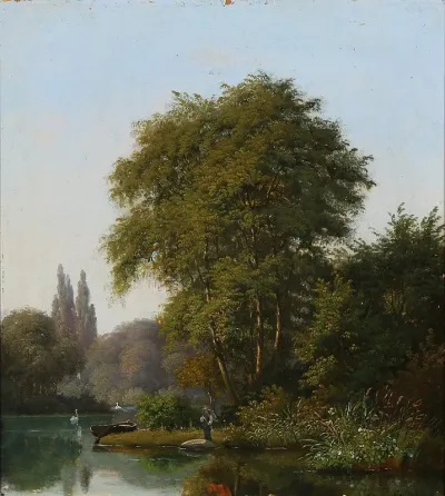 Summer day at the forest lake.
