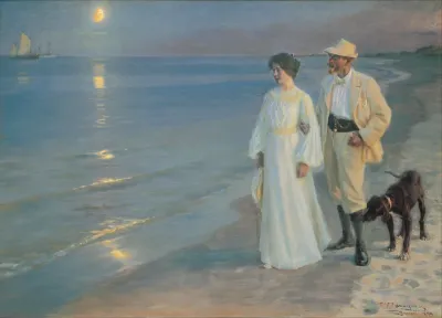 Summer Evening at Skagen Beach. The Artist and His Wife