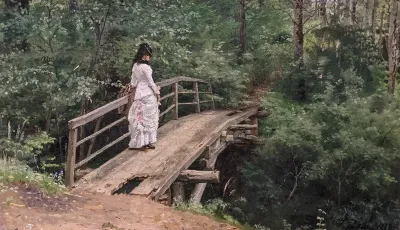 Summer landscape (Vera Alekseyevna Repina on a bridge in Abramtsevo)