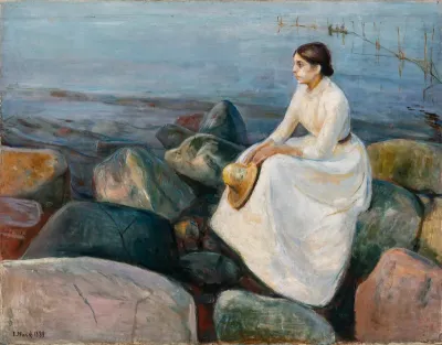Summer night, Inger on the beach