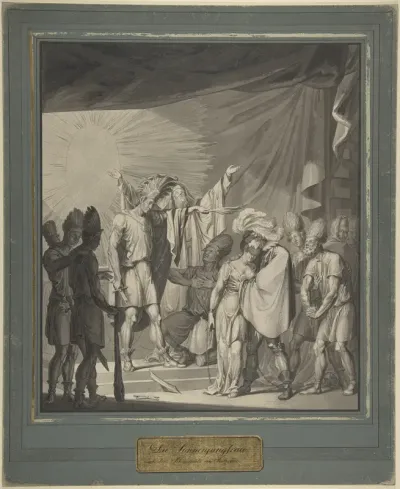 Sun King Anointing a Bound Couple, from August von Kotzebue's Die Sonnenjungfrau