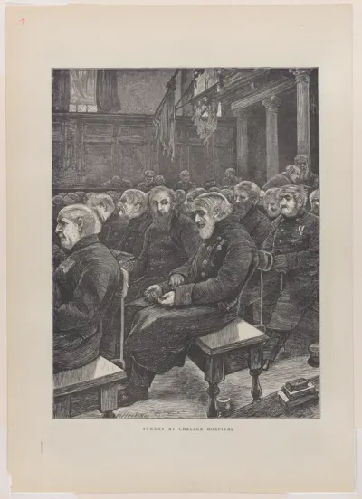 Sunday at Chelsea Hospital, from "The Graphic," vol. 3