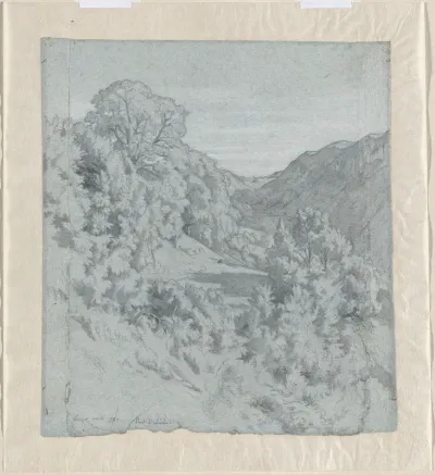 Sunlit Trees in a Valley near Lacoux