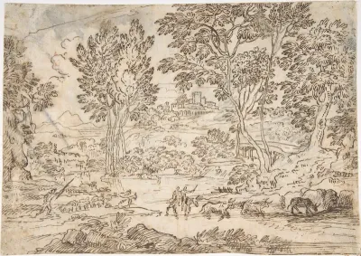 Sunrise (recto); Landscape with Figures (verso)