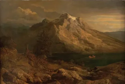 Sunset at the mountain lake