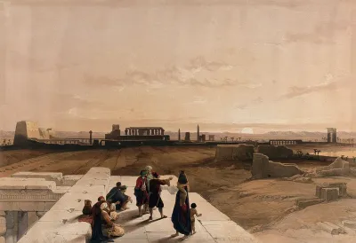 Sunset over the ruins at Karnac, Thebes, Egypt