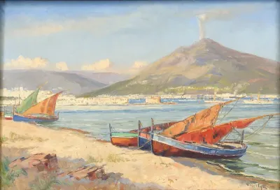Sunshine over the Gulf of Naples, with Vesuvius in the background.