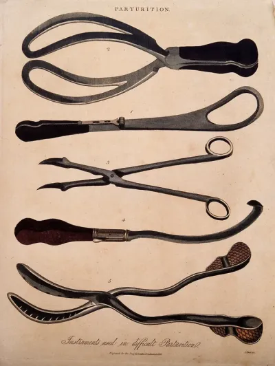 Surgical instruments for use in difficult childbirth procedures: five figures